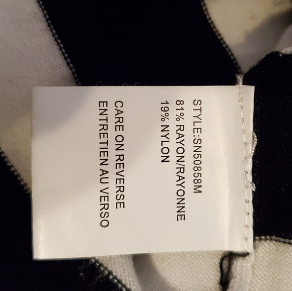 CONRAD C | Women's black and white striped pullover sweater dress. Size large. - Picture 6 of 7